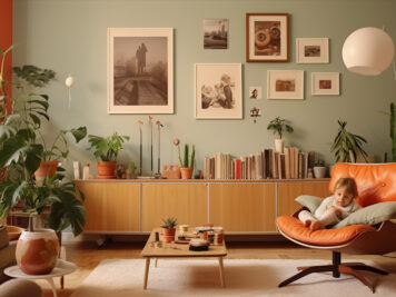 Intérieur chaleureux mais sombre d'un appartement qui pourrait être en rez de chaussée ou pas