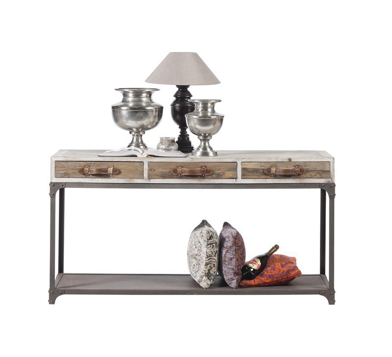 Consoles à trois tiroirs et plateau bas