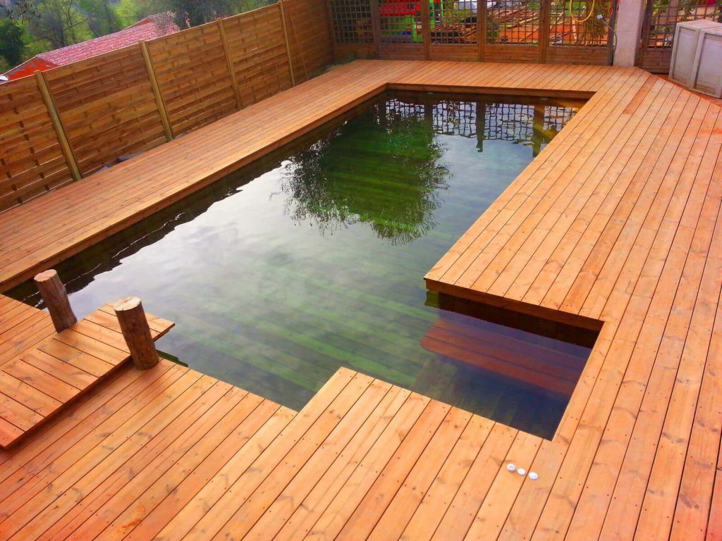 Piscine à forme irrégulière en bois