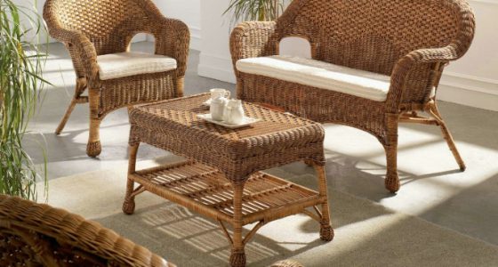 Salon d'intérieur en rotin